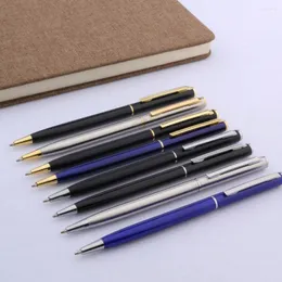 Luxury Quality Student Frosted Pen Stainless Steel MATTE BLACK Signature GOLD BALLPOINT Stationery Office Supplies