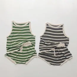 Conjuntos de roupas 2022 Roupas de bebê de verão Conjunto de roupas infantis meninos meninos meninas colete casual shorts 2pcs roupas infantis de algodão