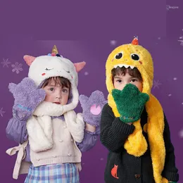 Hats Children's Hat Scarf Gloves Autumn And Winter Warm Baby Bib Plush Fleece Boys Girls Thickened Ear Protection Kids