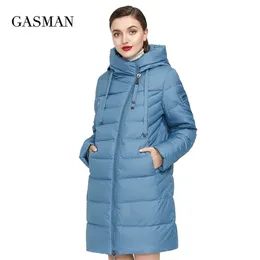 Womens Down Down Parkas Gasman Long Puffer Winter Down Jacket Women Coat grossa Mulheres com capuz Parka Warm feminino Roupos de algodão de algodão M180 220929