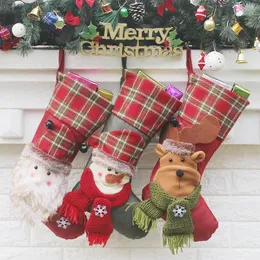 Noel Çorapları El Yapımı El Sanatları Çocuklar Şeker Hediyesi Santa Bag Claus Snowman Geyik Çorap çorapları Noel Ağacı Dekorasyon Hediyesi Rre14586