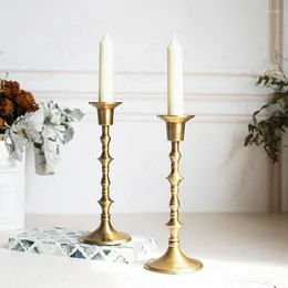 Candle Holders European Brass Modern Manual Wedding Center Decorative Candlestick Western Restaurant Desktop Holder