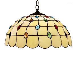 Pendant Lamps Mediterranean Glass Chandelier Retro Living Room Creative Restaurant Classical European Atmosphere Ceiling