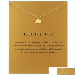 Pendant Necklaces Elephant Pendant Chocker Colar Necklaces Gold Sier With Card Necklace For Fashion Women Jewelry Lucky Us Drop Deliv Dhhtf