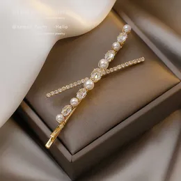 2022 nuevo elegante perla cristal Cruz horquilla Clips joyería de moda regalos versátil Banger dulce tocado accesorios para el cabello para mujer