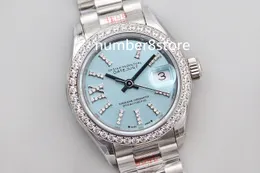 Diamond Lady Watch 28mm TWS Factory rostfritt stål silver / rosa / blå urtavla NH05 Automatisk rörelse Sapphire Crystal Classic Luxury Wristwatch Small Womens Watches