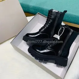 Brand Black Women's Boots With Side Zippers Gear Sole 2styles Botas foscas/brilhantes para o outono inverno UE 35-42