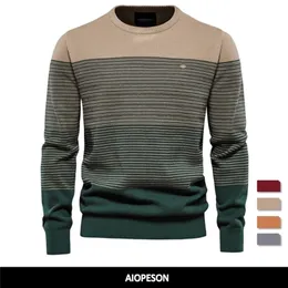 Мужские свитера айопесон бренд хлопковой свитер мужчины модные повседневные сплайсированные пуловки.