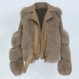 Женская меховая подделка Oftbuy Real Coat ytern Winter Jacket Женщины натуральная кожа