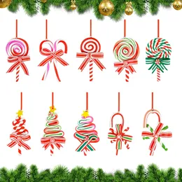 Choinka wisiorek dekoracje cukierki trzcina czerwona biała cukierki Lollipop dom wiszące ozdoby świąteczne prezent zabawki dla dzieci