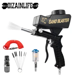 Spraypistoler justerbar sandblästring pistol 90 psi bärbar sand blaster färg spray maskin gravitation pneumatisk liten handhållen sprängpistol set 220928