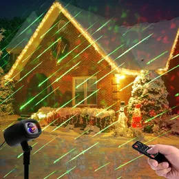 RF Remote RYBW Full Color LED Clouds Light Outdoor Garden Landscape Light Green Meteor Shower Effect Projector Christmas Laser Light For Holiday Party Lighting