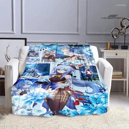 Coperte Genshin Gioco Cartoon Stampa Coperta Flanella Divano Letto Morbido E Confortevole Must-have Per Il Regalo Di Compleanno