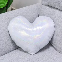 Sublimation Blank Glitter Pillowcase Polyester Heart Shape Throw Pillow Case DIY Home Sofa Bedroom Decoration RRE14619