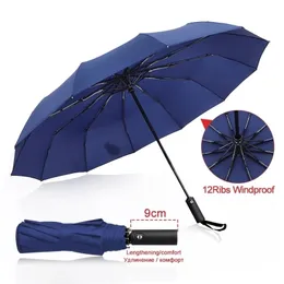 Umbrellas Strong Wind Resistant 3Folding Automatic Umbrella Men Parasol Women Rain 12Ribs Large Business Gift Portable Paraguas 220929