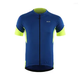 Giacche da corsa Maglia da ciclismo da uomo Manica corta Traspirante Asciugatura rapida Bici da strada Tasca posteriore con cerniera riflettente Ciclismo