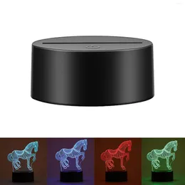 Lamp Holders Portable ABS Remote Control Touch Sensor 3D Night Bedroom Switch Multicolor LED Light Base