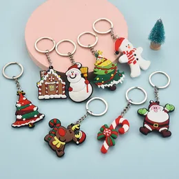 Xmas Gift Cartoon Keychains Snowman Santa Claus PVC Christmas Keychain Pendant Keyring