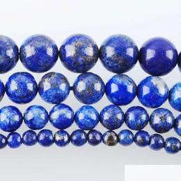 Loose Gemstones Natural Lapis Lazi Round Loose Gemstone Strand Beads For Bracelet Jewelry Making 4/6/8/10Mm By917 Drop Delivery 2021 Y Dhcup