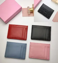 Groothandel Designer Women Card Holders Lady Lambksin Soft Leather Mini Wallet Black Red Pink Credit Card Wallets