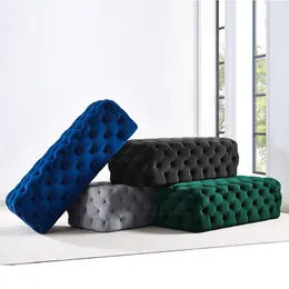 Clothing Storage American Bedroom Bed End Stool Cloakroom Fitting Room Shoe Changing Nordic Dark Green Velvet Pull Button Sofa