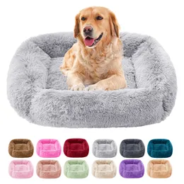 kennels pens Calming Dog Bed Sleeping Mat Winter Cat Square Cuddler s Soft Fluffy Plush Puppy Cushion for Small Medium Large Dogs Cats 220929