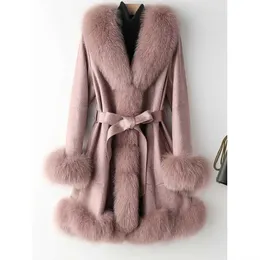 Women's Fur Faux 2022 New Warm Thick Coat Winter Collar Jacket Long Sleeves Fashion Leather T220928