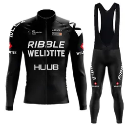 Jersey de ciclismo Conjunto de outono preto conjunto de manga longa huub roupas esportes de bicicleta de bicicleta de estrada respirável MTB Wear 220929