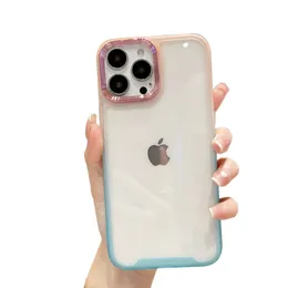 Stoßfeste Bumper Clear Phone Cases für iPhone 14 Pro Max 14plus 13 11 12 XR XS XR Luxus Farbverlauf 2 in 1 Kameraobjektiv-Schutzhülle