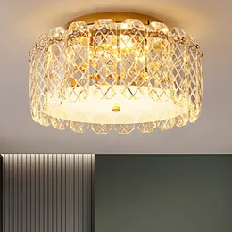 Plafoniere in cristallo romantiche Lampade da soffitto moderne a LED Lusso americano Lampada a sospensione rotonda brillante Studio Sala da pranzo Camera da letto Apparecchio di illuminazione per interni