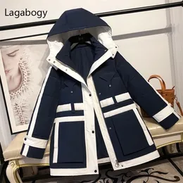 Womens Down Down Parkas Lagabogy Jaqueta de inverno de alta qualidade Mulheres 90% de pato branco Down Coated Com capuz quente, engrosse parkas feminino, feminino, neve solto fora de moda 220929