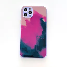 Akwarelowe obudowy telefoniczne na iPhone 14 plus 12 13 Pro Max XS XR X X -Modna kamera Ochrona obiektywu Ink Rainbow Cover Cover Shookproof anty kropla