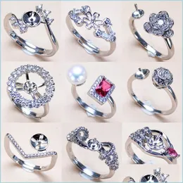 Mücevher Ayarları DIY İnci Yüzükleri Zirkon Yüzük 925 Sier Ayarları Kız ayarlanabilir boş mücevher Hediye Bırakma Teslimat 2021 Sexyhan Dhn7v