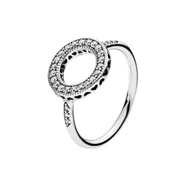 925 Sterling Silver Sparkling Halo Hearts Ring Cz Diamond Wedding Jewelry for Women Girls With Original Box för Pandora Rose Gold Circle Rings