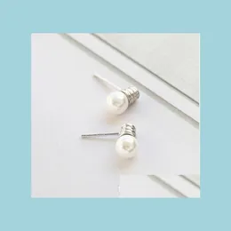 Stud Personality Bb Imitation Pearl Ear Studs For Women Ladies Party Jewelry Sier Alloy Nice Simple Geometric Stud Earrings Drop Deli Dhjao