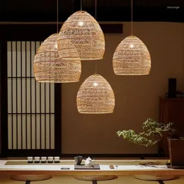 Pendant Lamps Chinese Japanese Restaurant Chandelier Bamboo Bar Tea Room Rattan Rural Homestay Home Decor Lights Farmhouse Lighting