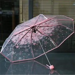 Umbrellas Romantic Transparent Clear Flowers Bubble Dome Cute Designer Goth for Wind Heavy Rain Women Sun 220929