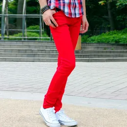 Men's Jeans Wholesale Korean Fashion Casual Show Thin Skinny Jeans Men Red Clothes For Teenagers Pencil Trousers Men's Classic Pants 220929