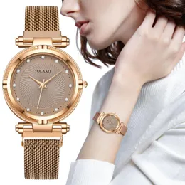 ساعة Wristwatches فاخرة الإبداع الماس الهاتفيات النساء الساعات الموضة روز الذهب المغناطيس مشبك سيدات الكوارتز البسيطة أنثى هدايا مشاهدة