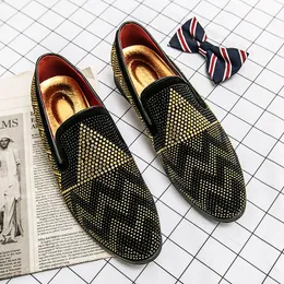 High Men Shoes British Loafers End Handmade стразами Pu Trend One Pedal Business Casual Wedding Nightclub все соответствуют TR