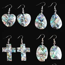 Dangle Chandelier Natural Abalone Shell Pearl Colorf Dangle Earrings Women Square Oblong Egg Top Drilled Drop Earr Jewelry Bv902 Del Dht9D