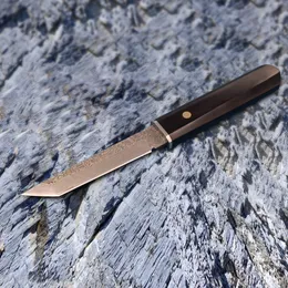 Special Offer R8319 Survival Straight Knife VG10 Damascus Steel Tanto Point Blade Rosewood with Steel Head Handle Fixed Blades Knives including Wood Sheath