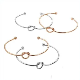 Bangle Bangle Bracelet Jewelry New Fashion Gold Sier Rose Black Color Zinc Alloy Brief Knot Heart Women Girl Drop Delivery 2021 Bracel Oty4Y