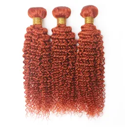 Ishow Virgin Hair Weave Extensions 8-28 cala dla kobiet #350 Orange imbir kolorowy Remy ludzkie włosy Bundle Kinky Curly
