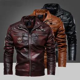 New Men Leather Jackets de couro casual jaqueta de motocicleta casacos de casacos masculinos de roupas de vento de couro de couro que quente