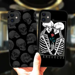 Mobiltelefonfodral för iPhone 11 12 13 Pro XS Max 8 7 Plus X XR 6 6S 5S SE 2020 13mini Black Case Grim Reaper Skull Skeleton Soft Silicone Cover T220929