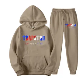 Herrspårspår träningspak Trapstar Merk Gedrukt SportKleding Mannen Kleuren Warm Twee Kken Set Losse Hoodie Sweatshirt Broek Set Capu G220928