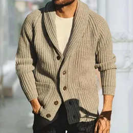 Maglioni da uomo Maglione alla moda Cardigan lavorato a maglia da uomo Colletto con risvolto Filato di lana Mantieni caldo il cappotto
