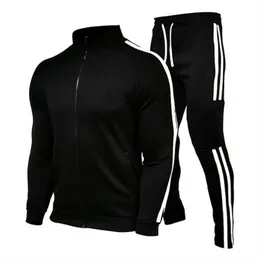 Erkek Trailsits Yeni Erkekler Bahar Sonbahar Sıradan Spor Takım Sweatshirt Fermuar Ceket Pantolon Yüksek Kaliteli Pamuk Marka Spor Giyim G220928