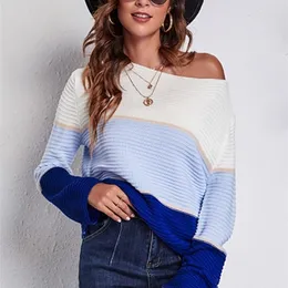 Kadın Sweaters Çizgili Kazak Kadın Online Boyun Seksi Sweaters Sonbahar Kış Örme Külot Uzun Kollu Bayan Üstler Moda Kadın Giyim 220929